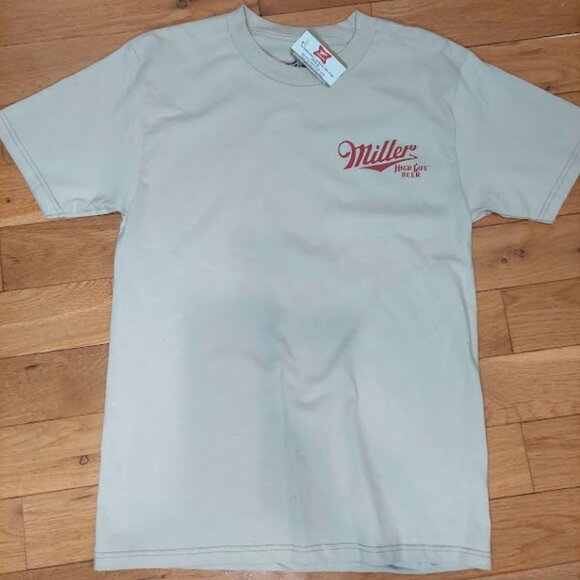 Miller High Life Girl In Moon Print Mens S Graphic T-Shirt Cream Vintage NEW - Picture 3 of 8